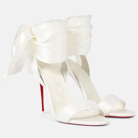Satin Bow Open Toe Heels