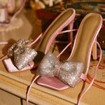 "Bow Cross" Strap Heels