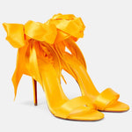 Satin Bow Open Toe Heels