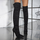 Diamond Knee High Boots